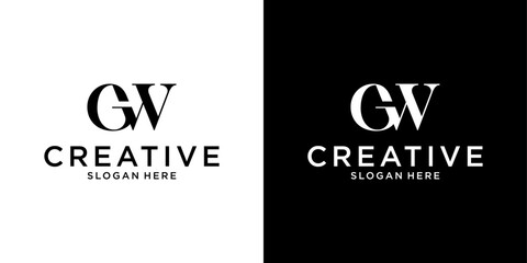 GW or WG initial letter logo design vector template