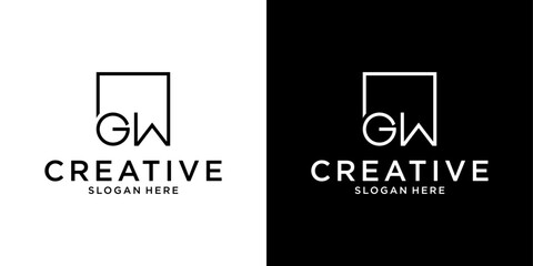 GW or WG initial letter logo design vector template