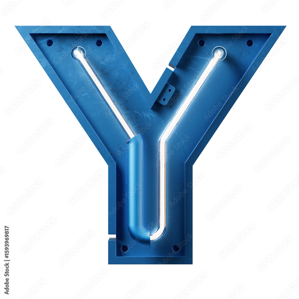 Aufkleber bright neon font with fluorescent tubes.metallic futuristic cyberpunk alphabet. 3d rendering isolate