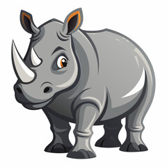 Obraz premium White rhinoceros vector illustration, cartoon clipart character, animal in flat style. Wild animals, wild creatures, wildlife concept. Rhino vector design isolated on white background