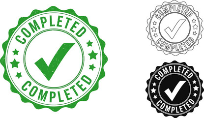 Completed stamp vector graphic design element for success and approval confirmation icon