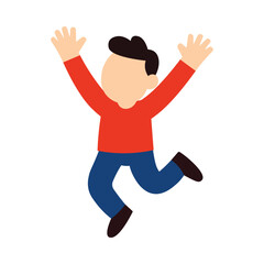 Faceless Jumping Figure in Red and Blue
