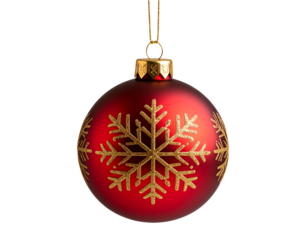 Hanging Christmas Ornament Ball with Gold Pattern, PNG Transparent