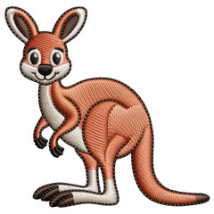 Fototapeta premium Cartoon kangaroo embroidered patch orange