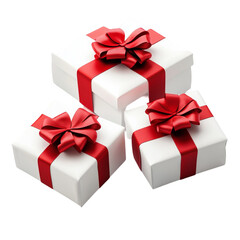 Obraz premium Elegant Red Ribbon Wrapped Gifts Joyful Surprise Celebration,