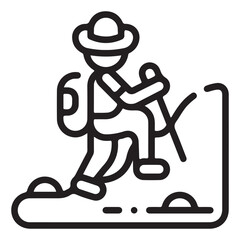 Desert Hiking Icon - Canyon Trek with Canteen - EPS 10