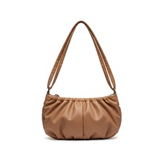 ruched strap handbag made in thailand from synthetic fabric, trendy and simple, no logos, isolated on white background