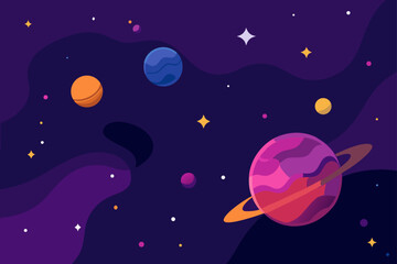 Fototapeta premium Outer Space Scene with Galaxy Stars and Nebula