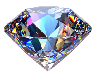 Sparkling Diamond with Light Refraction, PNG Transparent