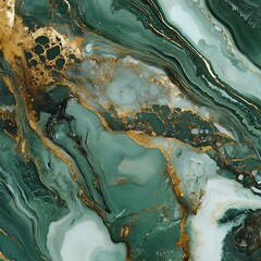 Deep forest green and shimmering  design on a tile 