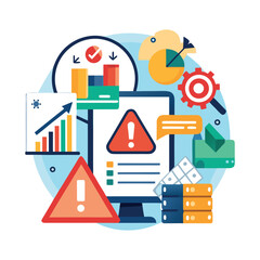 Fototapeta premium System Alert Data Analysis and Security Breach Warning
