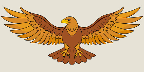 Illustration of a golden eagle with outstretched wings and a determined expression on its face created with generated ai