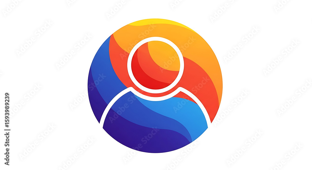 Poster colorful person icon with orange and blue gradient in a circle on a white background design element 
