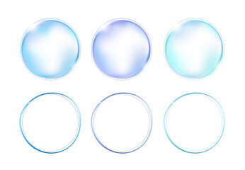 潤い・水滴・滴・しずくのフレーム/バッジセット(美容 化粧品 バナー LP 編集可能 ベクター シャボン玉)