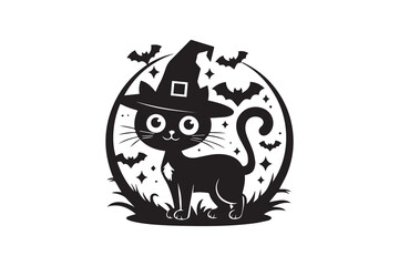 halloween cat illustration vector
