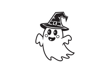 halloween cute ghost illustration vector