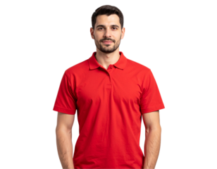 Bold Red T-shirt on Young Male – Front View 