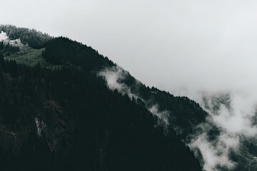 Misty mountain range