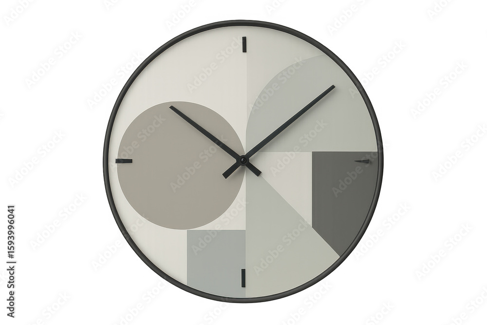 Poster modern clock with geometric design showing time on a transparent background, perfect for time manage