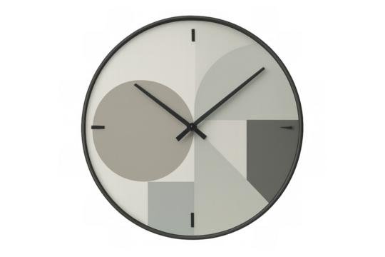 Modern clock with geometric design showing time on a transparent background, perfect for time management concepts