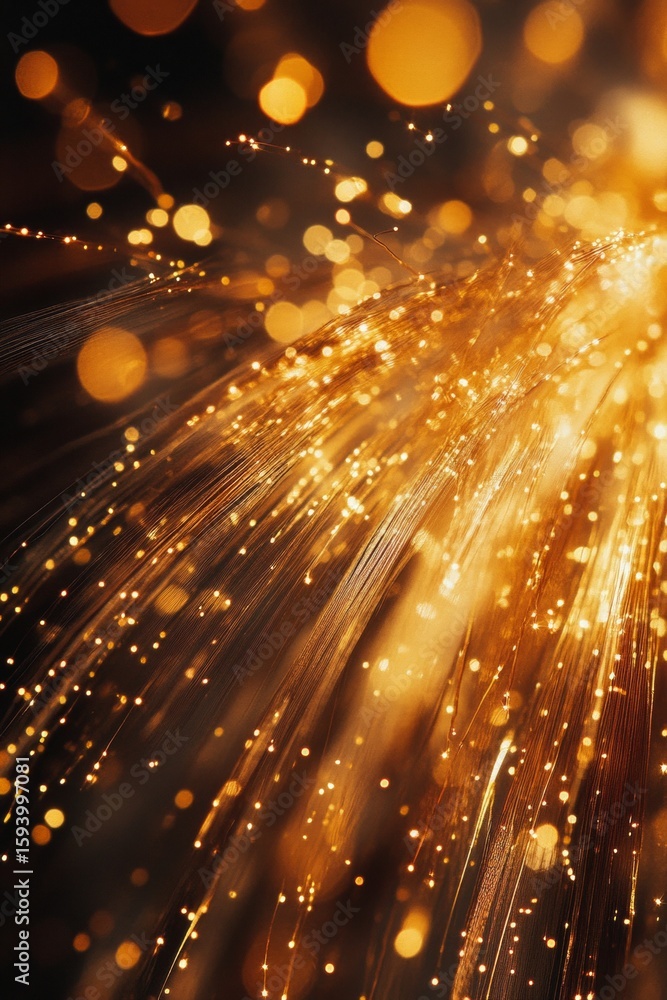 Poster glowing circuit board with sparkling chips and wires indicating high technology and digital power.