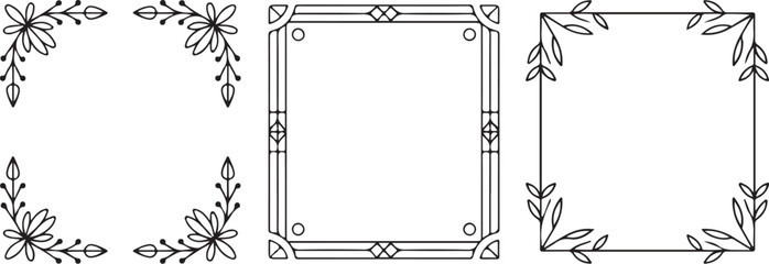 Vintage Floral Border Set – Square Frame Vectors

