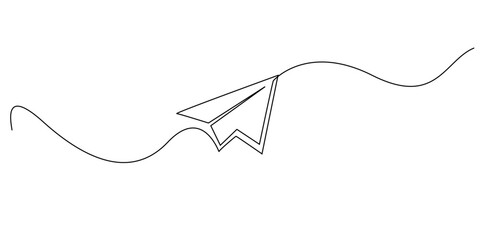 Obraz premium continuous line drawing of a paper airplane.one line vector of a paper airplane.line art vector illustration