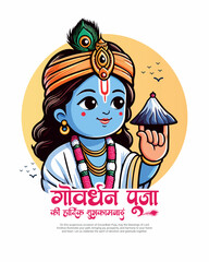 Happy Govardhan Puja Celebration Annakut Festival Social Media Post Design Creative Art Illustration