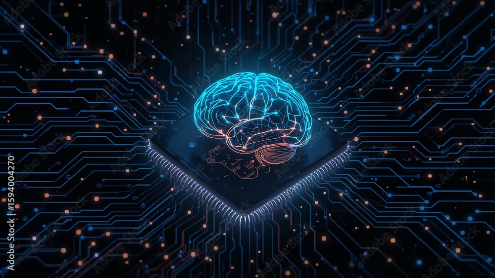 Poster artificial intelligence brain circuitry conceptual visualization of technology and innovation