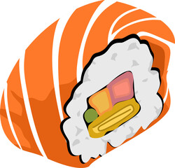 Sushi, rice wrapped in seaweed, Japanese cultural food	