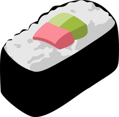 Sushi, rice wrapped in seaweed, Japanese cultural food	