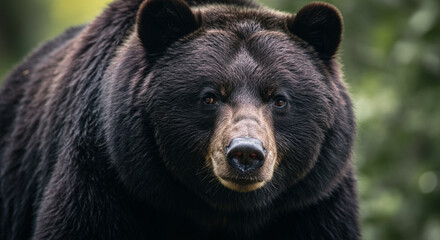 Fototapeta premium A close-up portrait of a majestic black bear looking directly at the viewer.