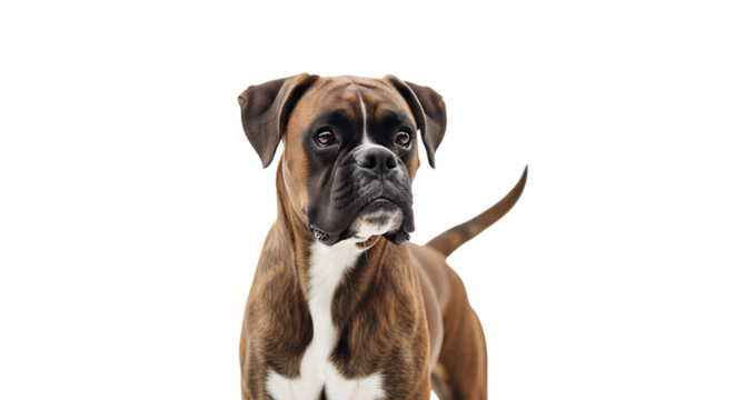 Brindle boxer dog portrait isolated on transparent background