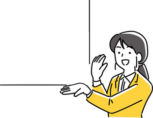 笑顔で案内する女性