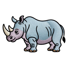 Fototapeta premium Light blue rhinoceros with pink accents animal wildlife