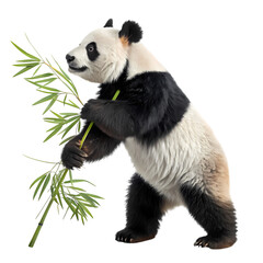 Naklejka premium Giant Panda Enjoying Bamboo