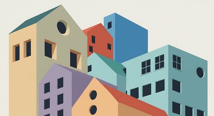 Vibrant Cityscape: A Colorful Architectural Illustration