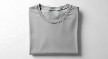 Folded Grey T-Shirt on White Background