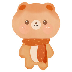 Obraz premium Little bear wearing a scarf