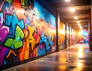 graffiti wall abstract background, Generative Ai not real photo, idea for artistic pop art background backdrop