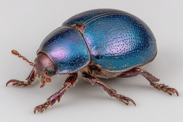 Close-up of a vibrant blue beetle