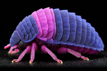 Vibrant purple and blue insect, detailed macro