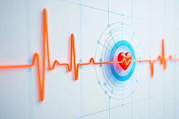 Vibrant heart pulse graph with digital interface cardiogram medical