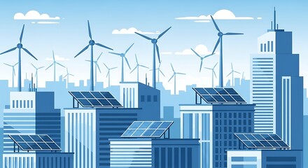 Sustainable Cityscape: Eco-Friendly Urban Development with Wind and Solar Power