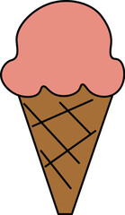 Strawberry and Chocolate Ice Cream Cone Vector