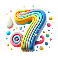 colorful number seven 