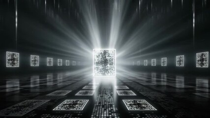 Light Beam QR Code in 3D Space - Powered by Adobe