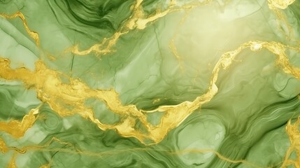 Obraz premium Abstract watercolor floral marble with vintage green paper texture having golden lines oriented 