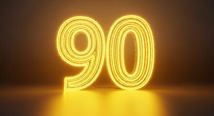 Glowing Neon Number Ninety: A Sparkling Celebration