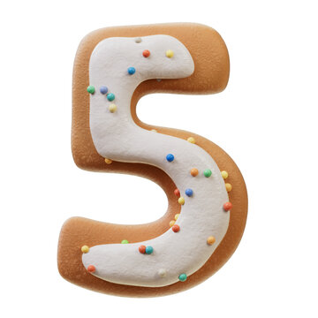 3D Font.Biscuit Donut Font Concept. Isometric Alphabet. Numbers And Letters. 3d rendering isolated on white background